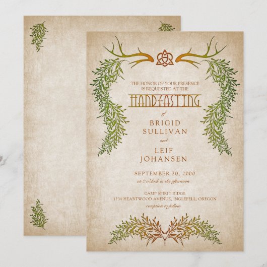 Pagan Handfasting Wedding Kaart (Voorkant / Achterkant)