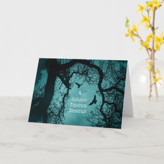 Pagan Holiday Autumn Equinox Mabon Blessings Kaart (Gele Bloem)