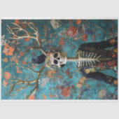 Pagan Hoorns Gotisch Skelet Schedel Decoupage Tissuepapier (Voorkant)