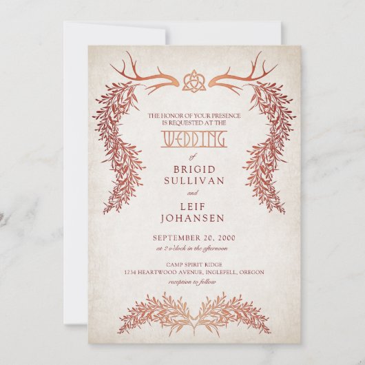 Pagan Keltische herfst gebladerte bruiloft Kaart (Voorkant)