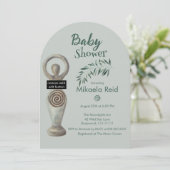 Pagan Mother Goddess With Leaves Baby Shower Kaart (Staand voorkant)