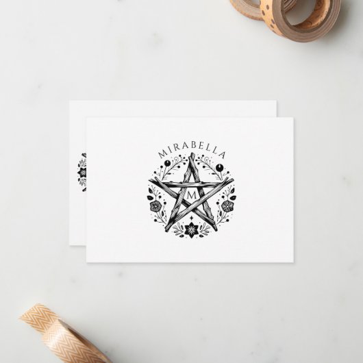 Pagan Pentagram Notitiekaartje (Voorkant / Achterkant in situ)