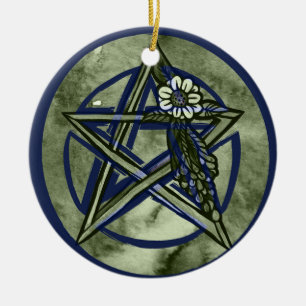 Pagan Pentakel Pentagram Groene heks Natuur Lover Keramisch Ornament