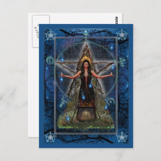 Pagan Postcard - Spellweaver Witch 'Blue ~ Water' Briefkaart (Voorkant / Achterkant)
