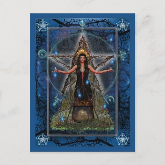 Pagan Postcard - Spellweaver Witch 'Blue ~ Water' Briefkaart (Voorkant)