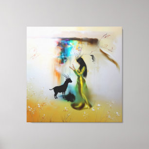 Pagan Priestess Raven Occult Dark Witchy AI Art Canvas Afdruk