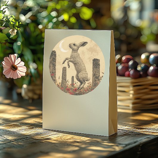 Pagan Stone Circle Dancing Hare Envelope Seal Ronde Sticker