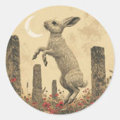 Pagan Stone Circle Dancing Hare Envelope Seal Ronde Sticker (Voorkant)