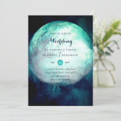 Pagan Teal Moon Gothic Trouw Uitnodiging (Staand voorkant)