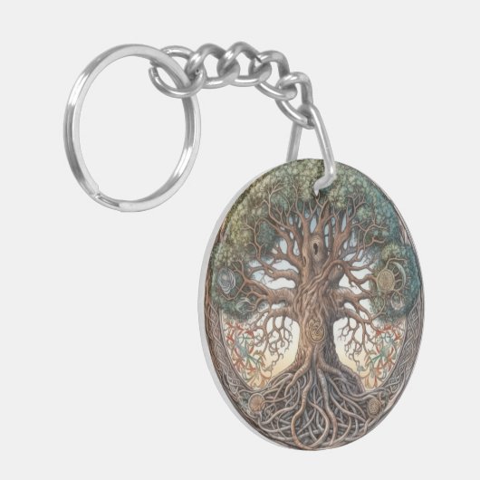 Pagan Tree of Life Acryl Sleutelhanger (Voorkant Links)