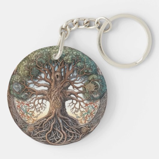 Pagan Tree of Life Acryl Sleutelhanger (Achterkant)