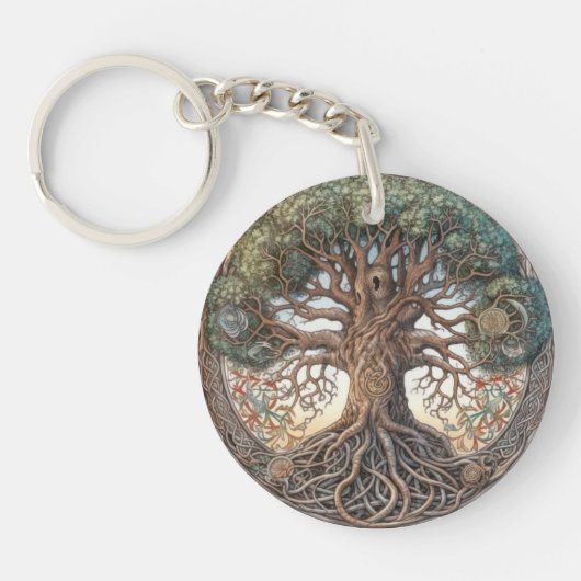 Pagan Tree of Life Acryl Sleutelhanger (Voorkant)