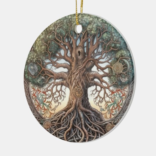 Pagan Tree of Life Keramisch Ornament (Links)