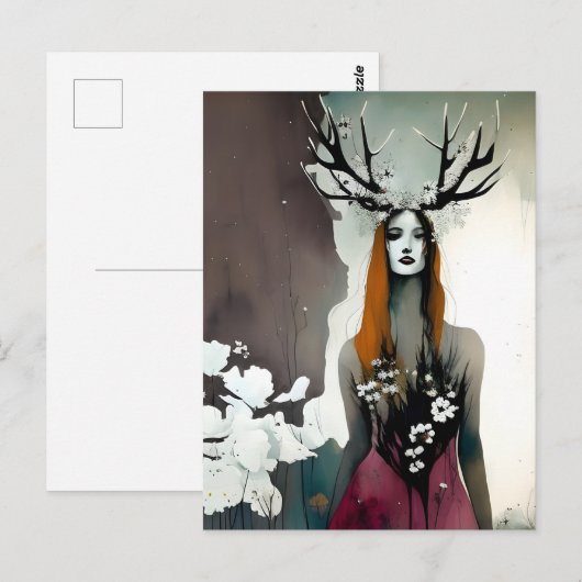 Pagan Vrouw Elen van de Wegen Bloemen Briefkaart (Voorkant / Achterkant)