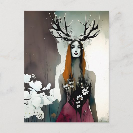 Pagan Vrouw Elen van de Wegen Bloemen Briefkaart (Voorkant)