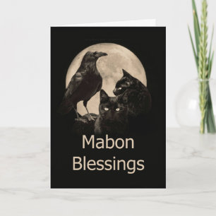 Pagan Wicca Mabon Zegeningen Met Raven en Katten Kaart
