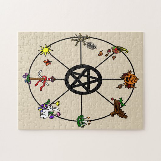 Pagan Wicca Wheel van het Jaar Legpuzzel (Horizontaal)