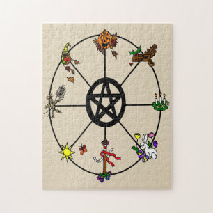 Pagan Wicca Wheel van het Jaar Legpuzzel