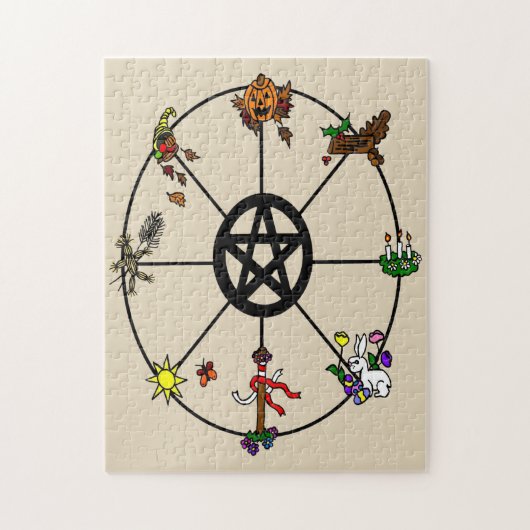 Pagan Wicca Wheel van het Jaar Legpuzzel (Verticaal)