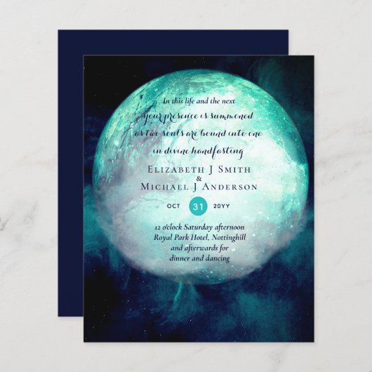 Pagan Wiccan Blauwgroen Moon Gothic Handfasting In (Voorkant / Achterkant)