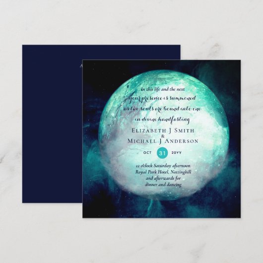 Pagan Wiccan Blauwgroen Moon Gothic Handfasting In (Voorkant / Achterkant)