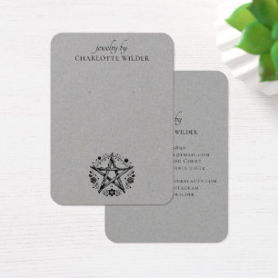 Pagan Wiccan Pentacle Sieraden Oorbel Grijs Visitekaartje
