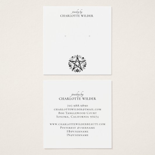 Pagan Wiccan Pentacle Sieraden Oorbel Vierkante Visitekaartjes (Voorkant /achterkant)