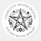Pagan Wiccan Rustic Kraft Sieraden Ontwerper Ronde Sticker (Voorkant)