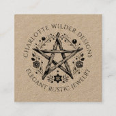 Pagan Wiccan Rustic Kraft Sieraden Ontwerper Vierkante Visitekaartje (Voorkant)