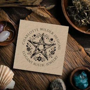 Pagan Wiccan Rustic Kraft Sieraden Ontwerper Vierkante Visitekaartje