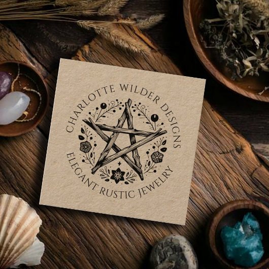 Pagan Wiccan Rustic Kraft Sieraden Ontwerper Vierkante Visitekaartje