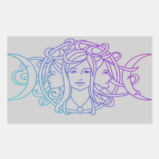 Pagan Wiccan Triple Moon Goddess Rechthoekige Sticker (Voorkant)