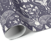 Pagan Witchy Whimsy Symbolen Paddestoel Vleermuis Cadeaupapier (Rol Hoek)