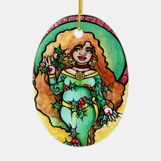 Pagan Yule Goddess Keramisch Ornament (Voorkant)