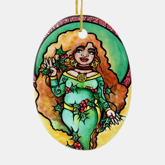 Pagan Yule Goddess Keramisch Ornament (Achterkant)