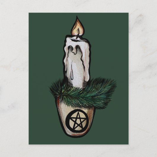 Pagan Yule Kaars wicca w Briefkaart (Voorkant)