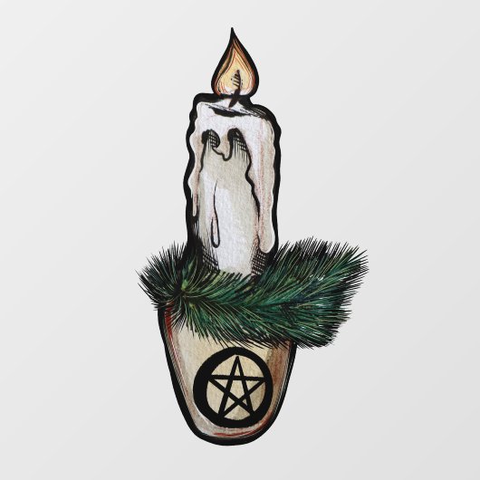 Pagan Yule Kaars wicca w Raamsticker (Vel)