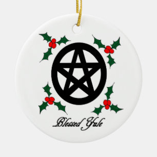 Pagan Yule Ornament met Pentacle en Mistletoe