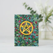 Pagan Yule Pentagram Briefkaart (Staand voorkant)