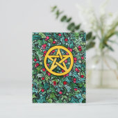 Pagan Yule Pentagram Briefkaart (Staand voorkant)