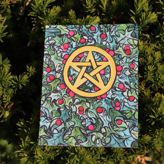 Pagan Yule Pentagram Briefkaart