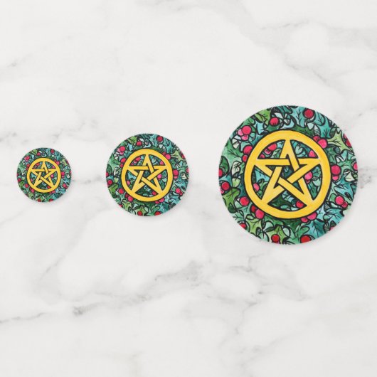 Pagan Yule Pentagram Confetti (Achterkanten)