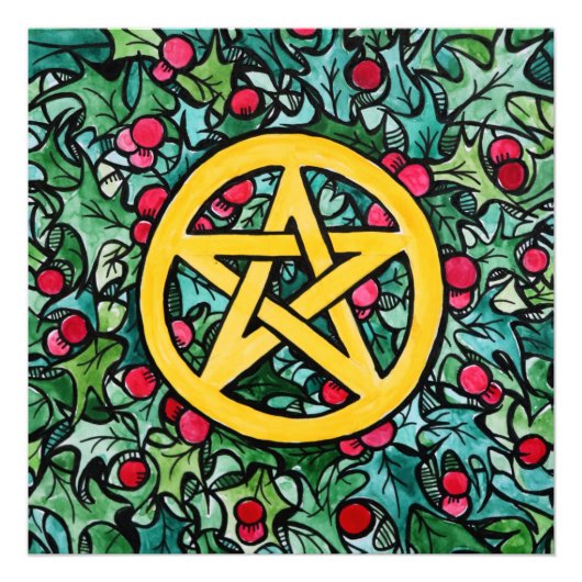 Pagan Yule Pentagram Foto Afdruk (Voorkant)