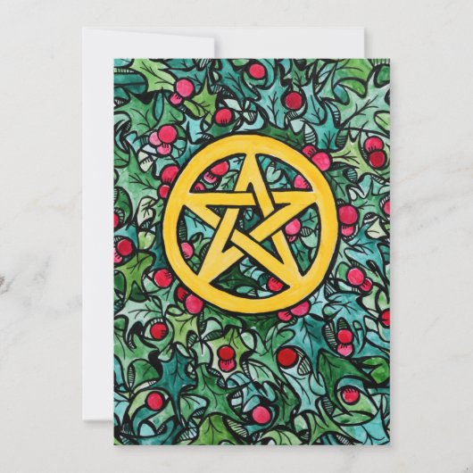 Pagan Yule Pentagram Kaart (Voorkant)