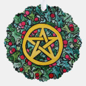 Pagan Yule Pentagram Ornament Kaart (Achterkant)