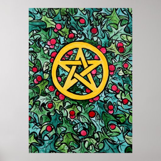 Pagan Yule Pentagram Poster (Voorkant)