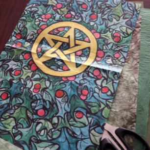 Pagan Yule Pentagram Tissuepapier