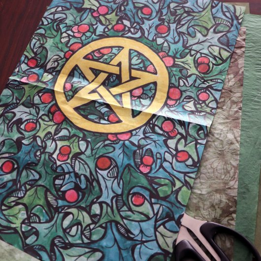 Pagan Yule Pentagram Tissuepapier