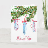 Pagan Yule Tree Quartz Crystal Winter Solstice Feestdagen Kaart (Voorkant)