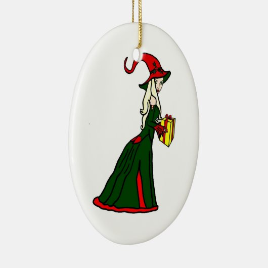 Pagan Yule Witch Keramisch Ornament (Rechts)
